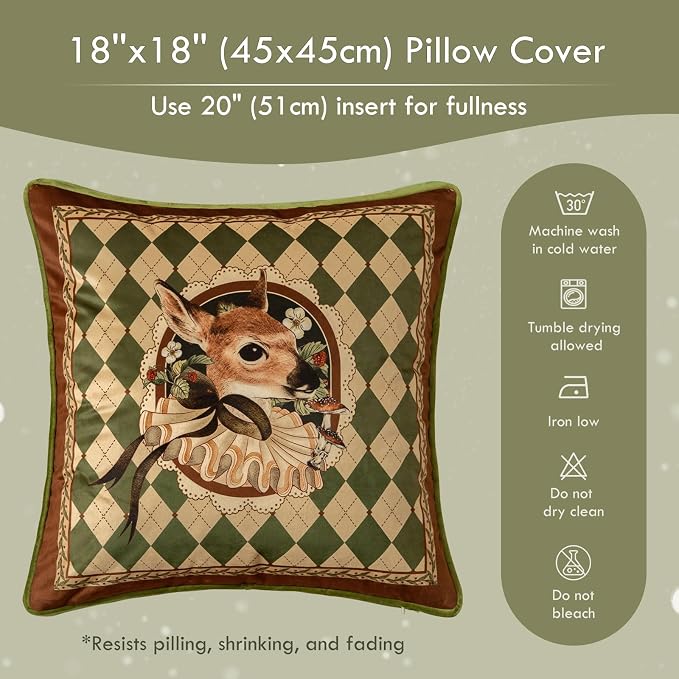 Grandmillennial Checkered Pillow Cover, Velvet Euro Sham Covers Decorative - Image 6