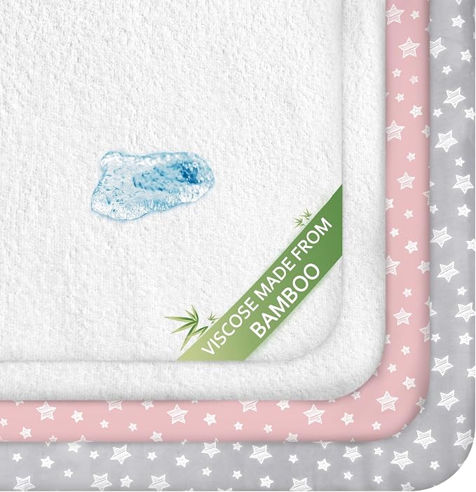 Crib Sheets & Waterproof Crib Mattress Protector by Moonsea
