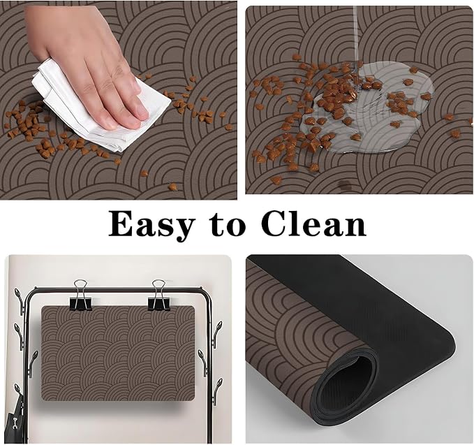 Dog Food Mat for Floors, Absorbent and Quick-Drying Pet Cat Food Mat, - Image 3