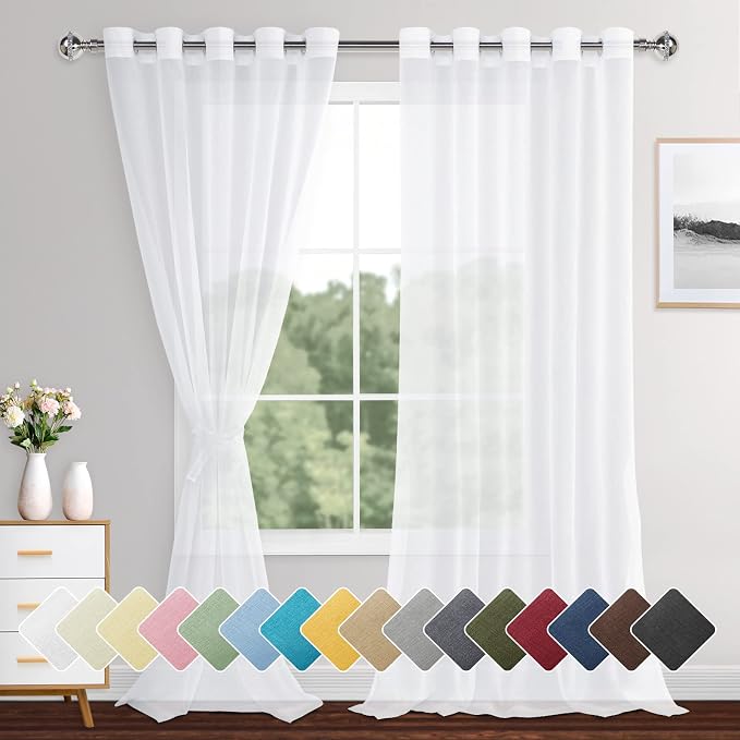 XWZO White Sheer Curtains for Bedroom, Light Filtering & Breathable Extra Wide by XWZO