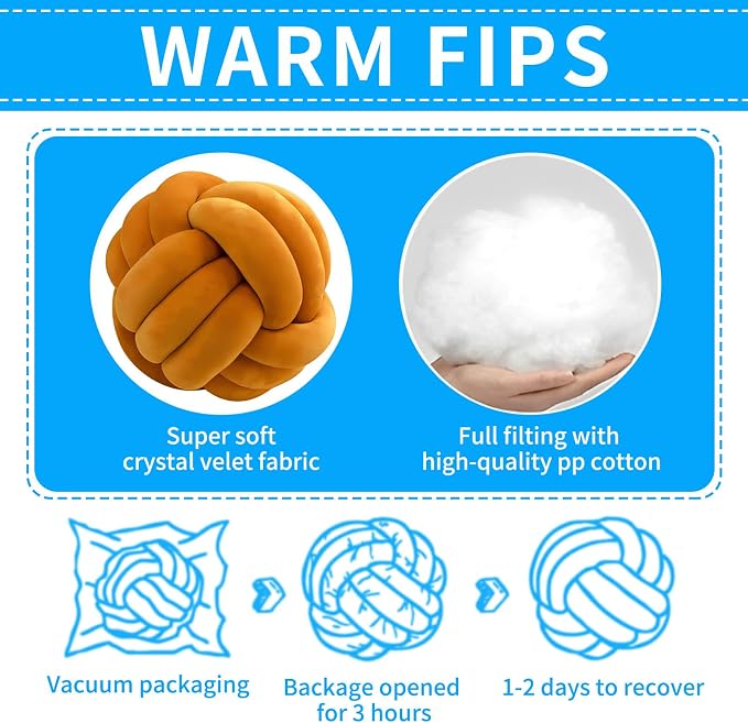 Knot Ball Pillows, Round Throw Pillow Cushion Home Decoration Soft Plush Pillow - Image 7