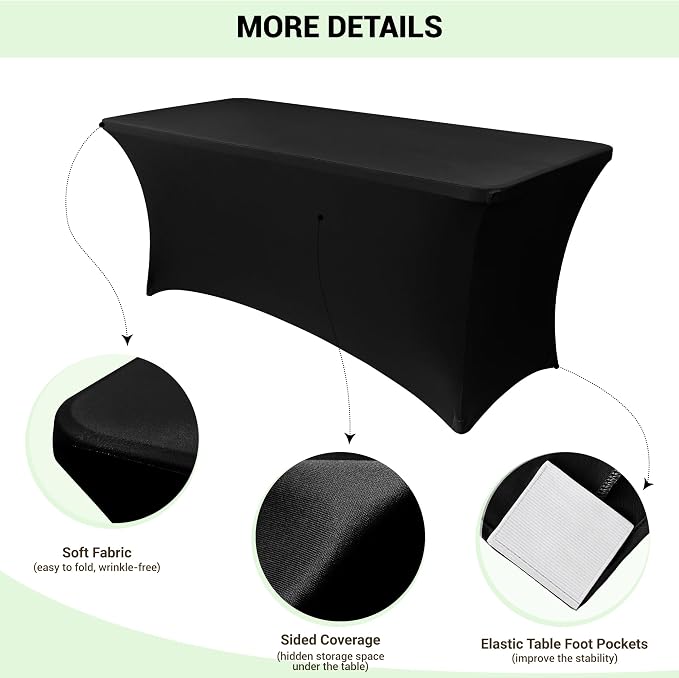 Obstal 6ft Stretch Black Spandex Table Cloth - Image 5