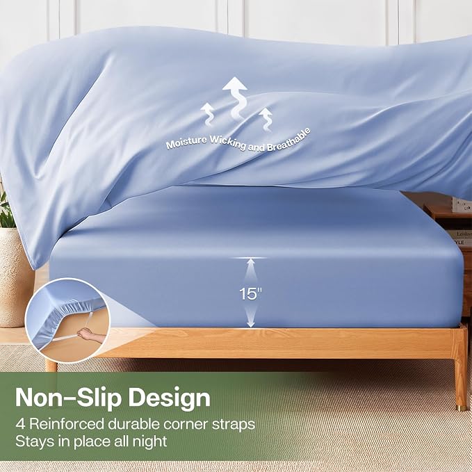 MR&HM King Fitted Sheet Only, Ultra-Soft Rayon Derived from Bamboo & Polyester - Image 6