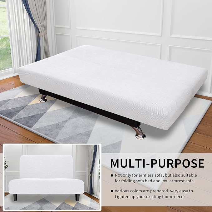 Easy-Going Stretch Futon Slipcover Armless Futon Bed Cover Furniture Protector - Image 4
