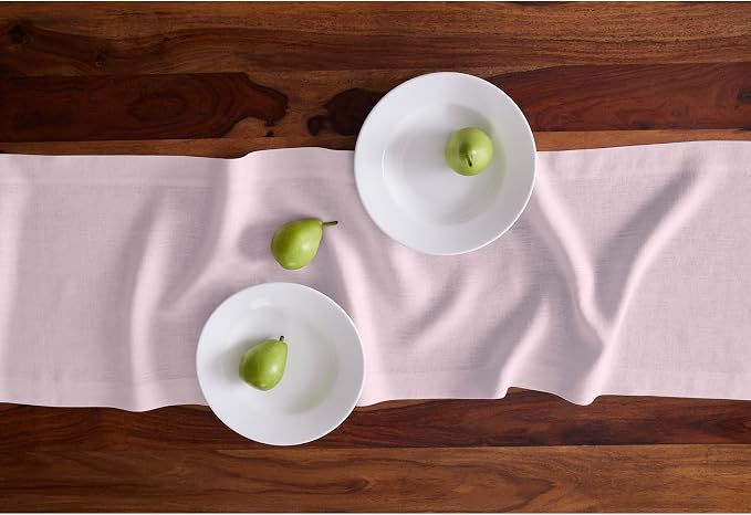 Solino Home 100% Pure Linen Ice Lilac Table Runner 54 Inches - Image 3