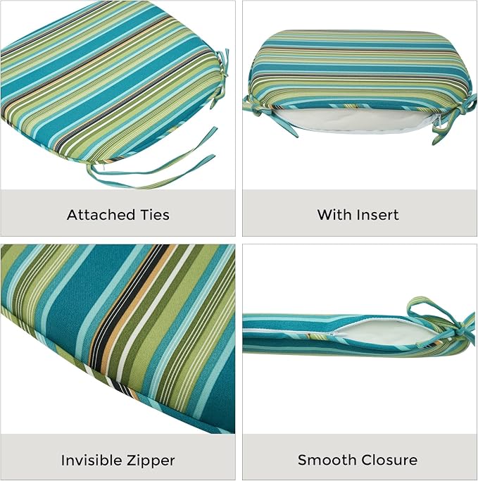 Outdoor Chair Cushions Set of 2, Patio Seat Cushion 17"x16"x2", U-Shaped Dining - Image 4
