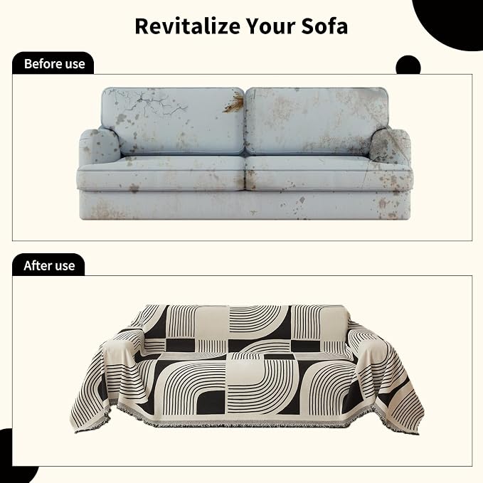 Boho Couch Cover Sofa Covers Washable, Chenille Couch Covers - Image 6