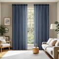 MIULEE 2 Panels Navy Blue Sheer Curtains 90 inches Long Window Curtains Rod by MIULEE