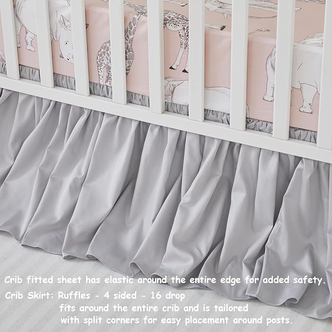 Brandream Crib Bed Skirt for Baby Girls Boys Gray Boho Bohemian Neutral Solid - Image 7