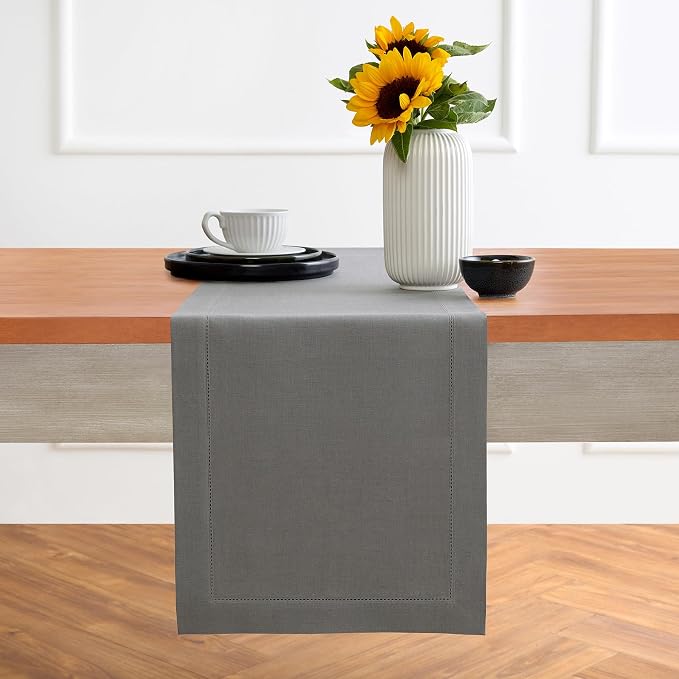 Solino Home Linen Steel Gray Table Runner 72 Inches Long by SolinoHome