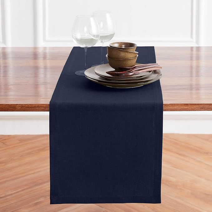 Solino Home Linen Navy Blue Table Runner 60 Inches - Image 2