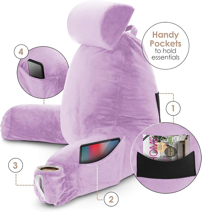 Nestl Reading Pillow with Shredded Memory Foam Includes 2 Neck and Lumber - Image 4