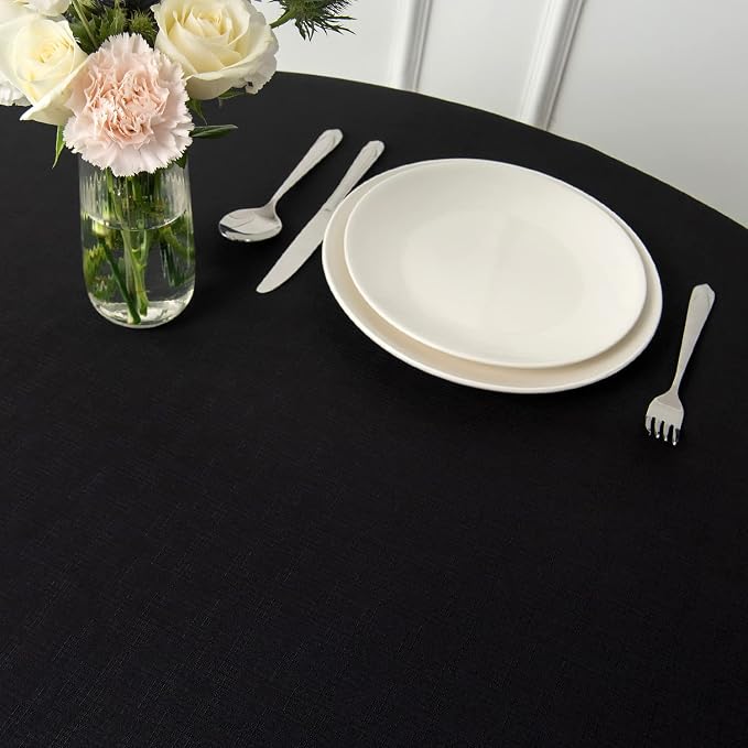 maxmill Round Linen Looking Textured Tablecloth Spill-Proof Wrinkle Free Soft - Image 5