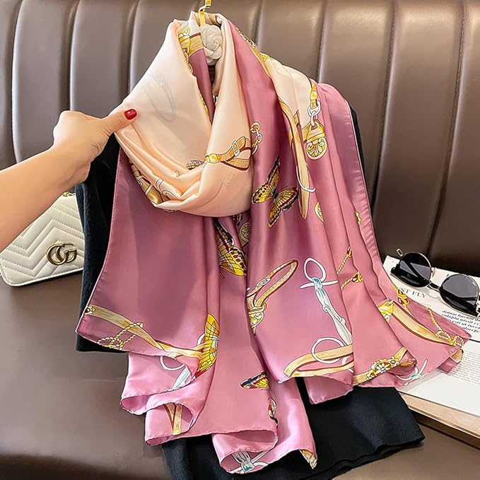 Fashion Scarves Scarf 100% Silk Feeling Scarf Silk Like Scarves Long - Image 3