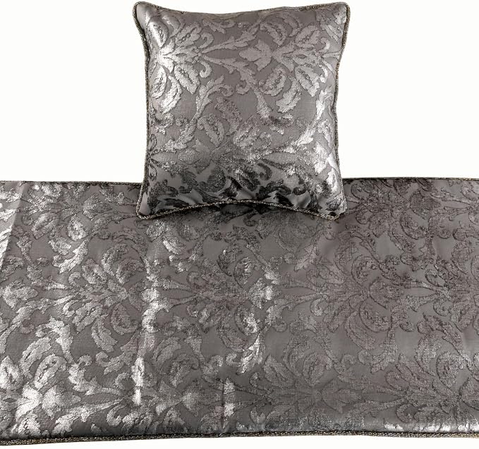 The HomeCentric Silver Bed Runner, CA King Size 86"x18" Decorative Bed Runner - Image 2