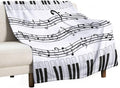 Music Blanket Black White Piano Keys Music Note Modern Abstract Art Print Soft by JADERYS