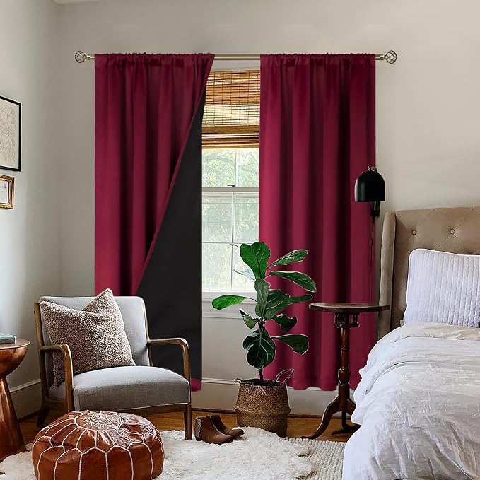 BGment Christmas Burgundy Red Blackout Curtains - Image 2