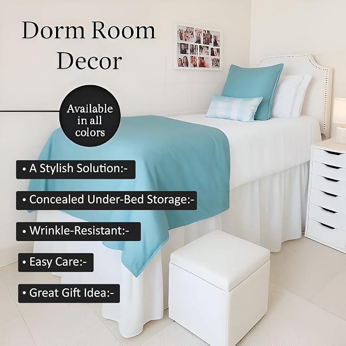 Shreem Linen Dorm Room Bed Skirt Twin XL 30 Inch Drop, 100% Microfiber Extra - Image 7