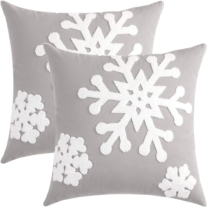 MIULEE Pack of 2 Christmas Decorative Snowflake Throw Pillow Covers Canvas - Image 6