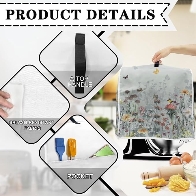 Floral Mixer Covers for Kitchen Aid 4.5-5 Quart Mixer Dust Cover - Image 4