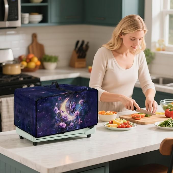 Gorgeous Butterfly Rose Moon Print Microwave Oven Cover Dust-Proof Microwave - Image 3