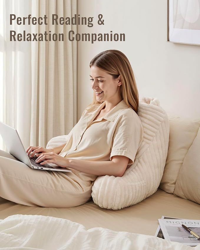 Blissful Diary Reading Pillow for Sitting in Bed, Flannel Back Pillow Bed - Image 7