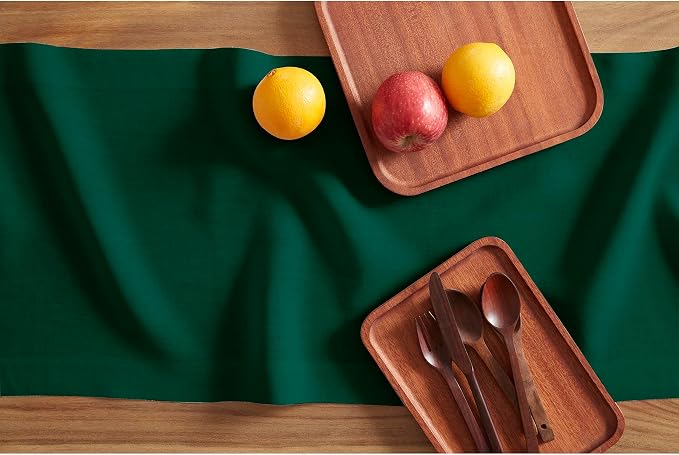 Solino Home 100% Pure Linen Green Table Runner 36 Inches - Image 3