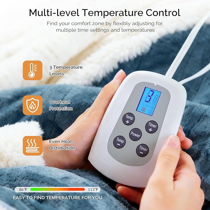 Heated Blanket Electric Blanket Twin 62"x84" Fast Heating Electric Blanket - Image 4