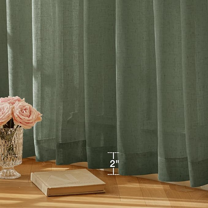 Anmao Natural Linen Curtains for Living Room 45 Inch Length 2 Panels Set - Image 7