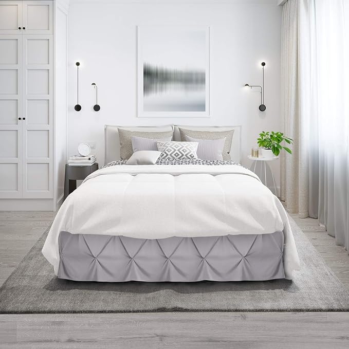 Nestl Grey Lavender Bed Skirt Full Size, Pinch Pleat Full Bed Skirt, Hotel - Image 9