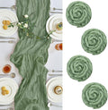 IVAPUPU 4 Pcs Cheesecloth Table Runner - 10ft Sage Green Boho Gauze Cheese by IVAPUPU