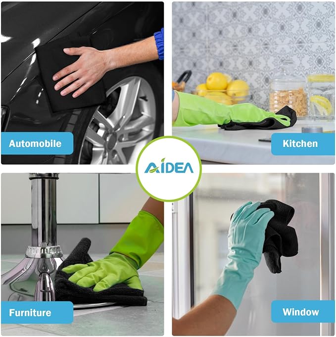 AIDEA Microfiber Cleaning Cloth Black 8PK, Microfiber Towels - Image 4