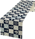 Navigation Patchwork Table Runner, Nautical Anchor Sailboat Rudder Graffiti by Unknown