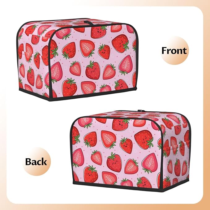 Pink Strawberry Kawaii Fruit 2 Slice Toaster Cover, Waterproof Toaster Dust - Image 4
