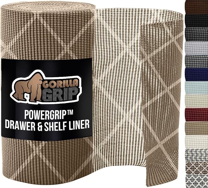 GORILLA GRIP powerGRIP Drawer Shelf and Cabinet Liner, Thick Strong Hold by GorillaGrip