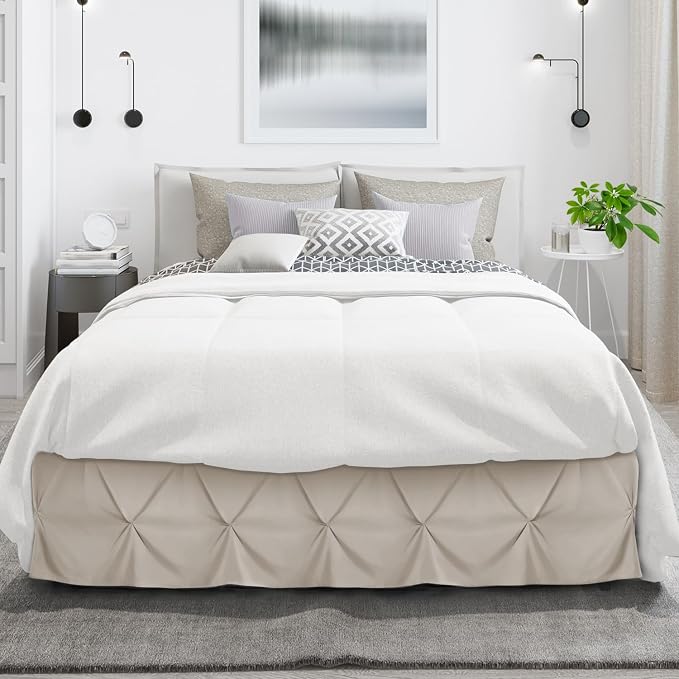 Nestl Linen Bed Skirt Full Size, Pinch Pleat Full Bed Skirt, Hotel Quality - Image 2