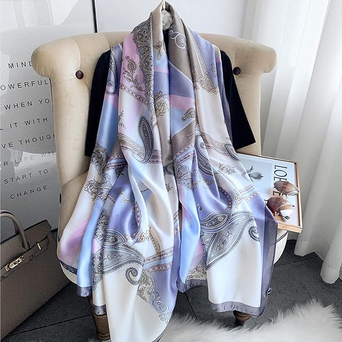 Fashion Scarves Scarf 100% Silk Feeling Scarf Silk Like Scarves Long - Image 3