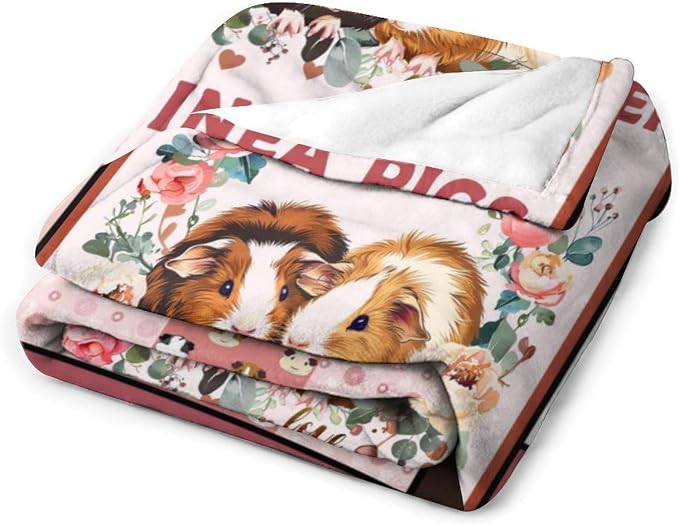 Guinea Pig Blanket Cute Pink Guinea Pigs Print Throw Blankets - Image 3