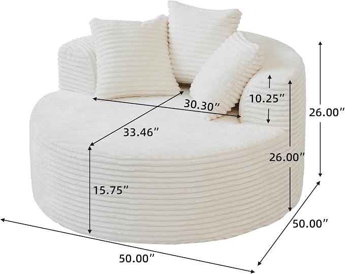 JACH Oversized Round Lazy Sofa Chair - Image 2