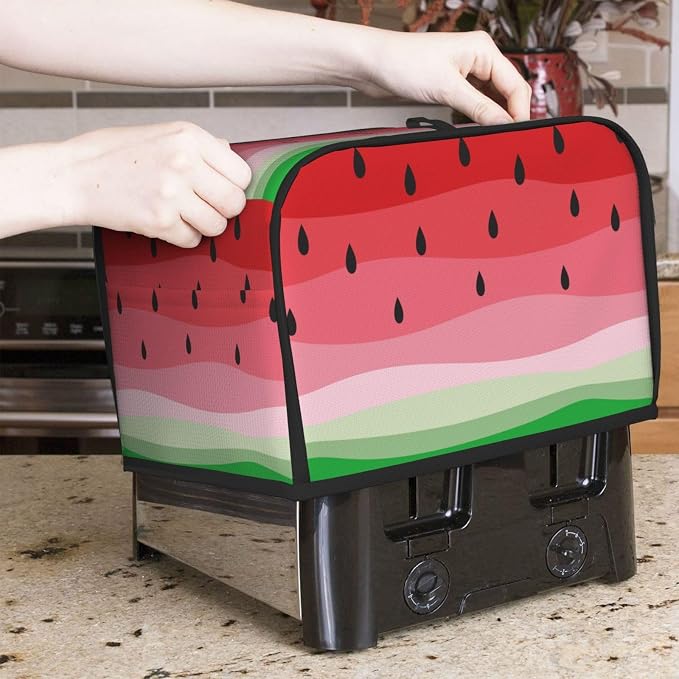 Cute Fruit Red Green Watermelon 2 Slice Toaster Cover, Waterproof Toaster Dust - Image 2