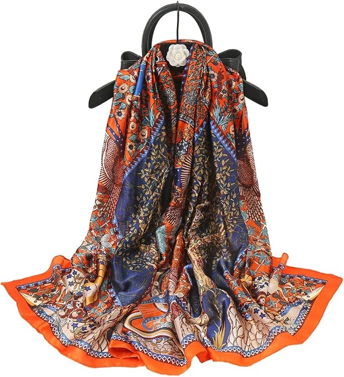 Fashion Scarves Scarf 100% Silk Feeling Scarf Silk Like Scarves Long by Myneiyi