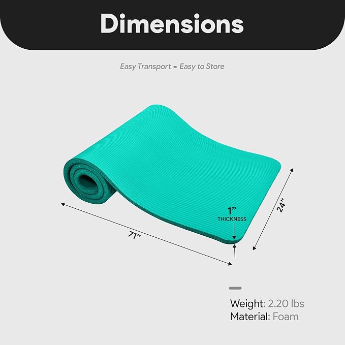 BalanceFrom GoCloud 71x24 Inches Extra Thick Yoga Mat 1-Inch High-Density Foam - Image 3