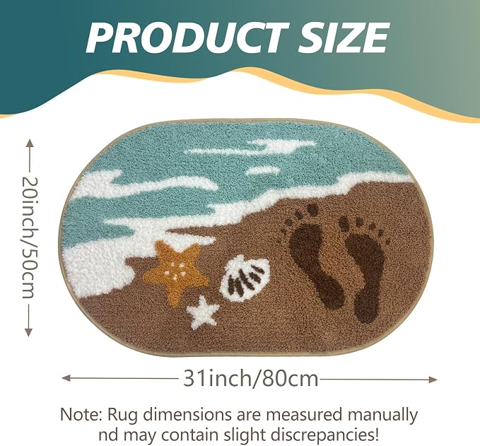 Beach Bathroom Rugs Soft Absorbent Ocean Wave Bath Mat - Image 2