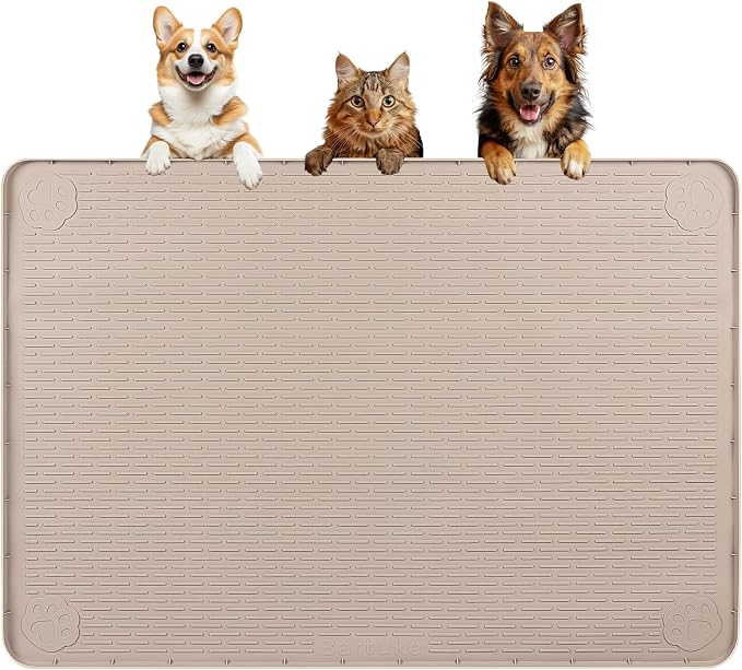 Dog Food Mat, Extra Large 40" x 28" Silicone Pet Feeding Mat by Bartuke