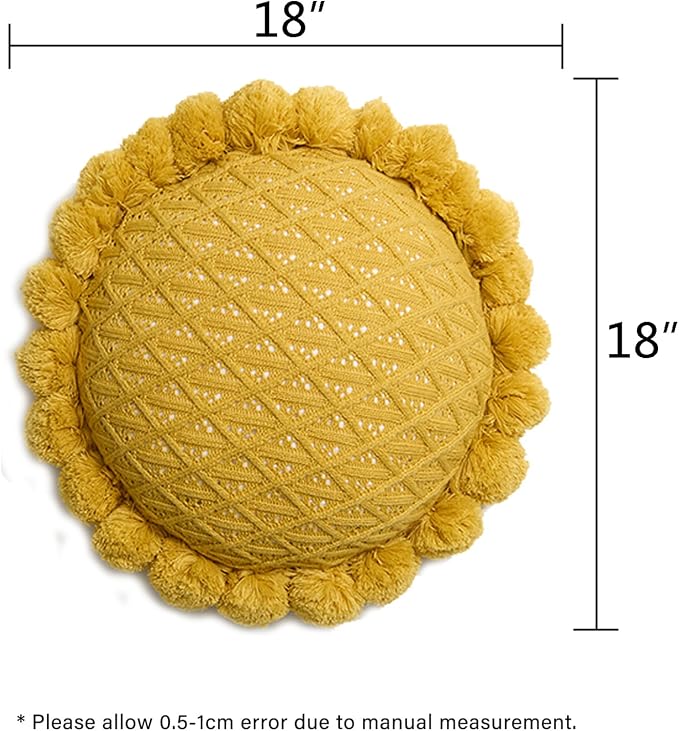 Acrylic Knitted Round Throw Pillow Knitting Bohemian Circular Cushion Pillow - Image 4
