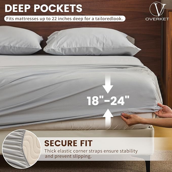 100% Linen Sheet Set King Size Extra Deep Pocket Fits 18-24 Inch Mattress - Image 2