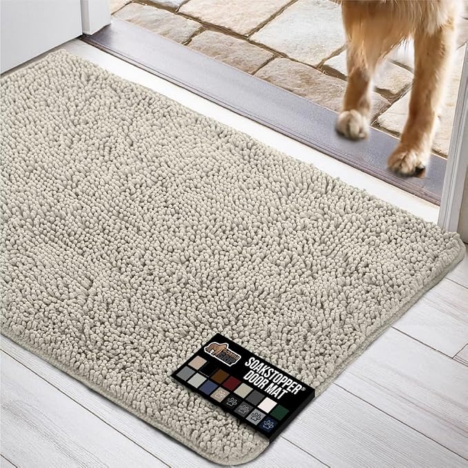 GORILLA GRIP SOAKSTOPPER Dog Door Mat, 36x24 Machine Washable Rug Absorbent by GorillaGrip