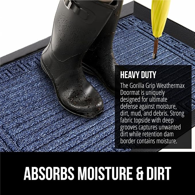 GORILLA GRIP 100% Waterproof All-Season WeatherMax Doormat 35x23, US Designed - Image 4