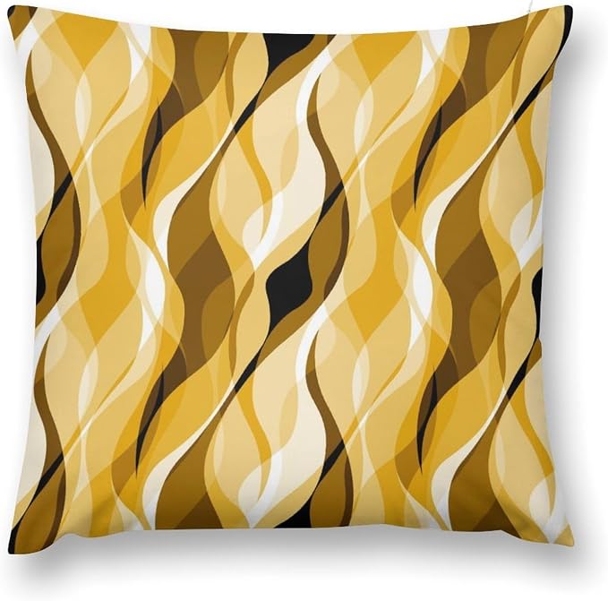 Yellow Throw Pillow Covers Abstract Ombre Yellow and Grey Striped Decorations by MYS+QiQi