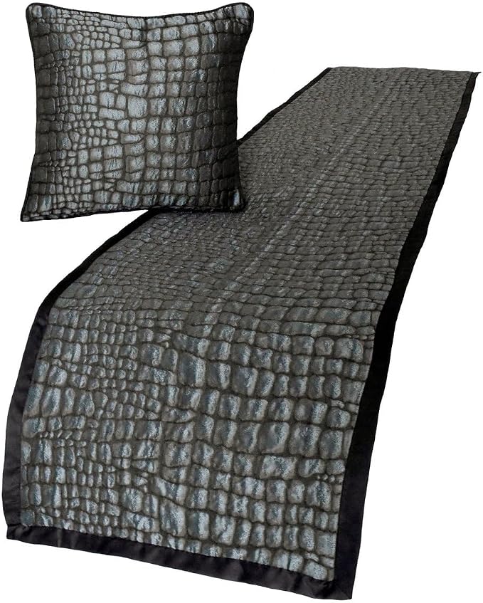 The HomeCentric King/Queen/Twin Blue & Grey Designer King 90"x18" Bed Runner by TheHomeCentric
